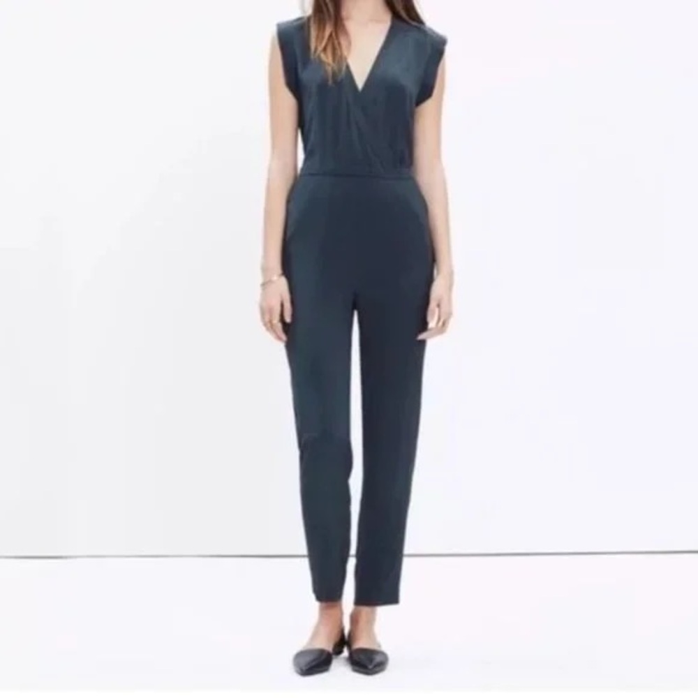 Madewell 100% silk Yates jumpsuit charcoal grey women’s 0 (XS)